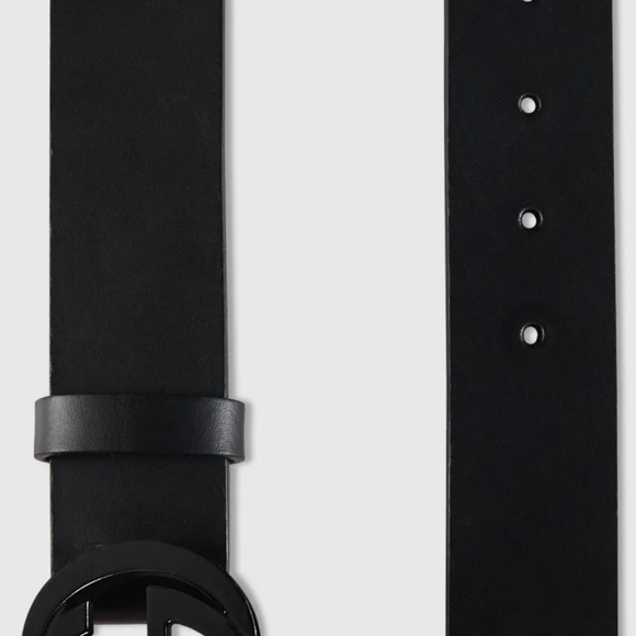 Gucci Black Leather Belt with Interlocking G Buckle UNISEX Size 80 New with Tags main image 6